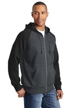 Load image into Gallery viewer, Custom Embroidered Raglan Colorblock Full-Zip Hooded Fleece Jacket Add Your Logo or Text - Jittybo&#39;s Custom Clothing &amp; Embroidery
