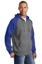 Load image into Gallery viewer, Custom Embroidered Raglan Colorblock Full-Zip Hooded Fleece Jacket Add Your Logo or Text - Jittybo&#39;s Custom Clothing &amp; Embroidery
