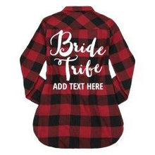 Charger l&#39;image dans la galerie, Custom EMBROIDERED Ladies PLAID Flannel ADD YOUR LOGO OR TEXT / Bridesmaid plaid shirt - Jittybo&#39;s Custom Clothing &amp; Embroidery
