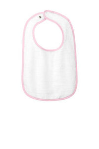 Custom Printed Rabbit Skin Infant Contrast Trim Terry Bib Add Your Logo or Text - Jittybo's Custom Clothing & Embroidery