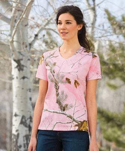 CUSTOM Embroidered Outdoors Realtree Ladies V-Neck T-Shirt - Jittybo's Custom Clothing & Embroidery