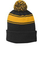 Lade das Bild in den Galerie-Viewer, CUSTOM EMBROIDERED Stripe Pom Pom Beanie ADD YOUR LOGOOR TEXT Custom Embroidery/ Winter Beanie/ Custom logo - Jittybo&#39;s Custom Clothing &amp; Embroidery
