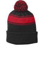 Lade das Bild in den Galerie-Viewer, CUSTOM EMBROIDERED Stripe Pom Pom Beanie ADD YOUR LOGOOR TEXT Custom Embroidery/ Winter Beanie/ Custom logo - Jittybo&#39;s Custom Clothing &amp; Embroidery
