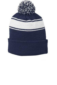 CUSTOM EMBROIDERED Stripe Pom Pom Beanie ADD YOUR LOGOOR TEXT Custom Embroidery/ Winter Beanie/ Custom logo - Jittybo's Custom Clothing & Embroidery