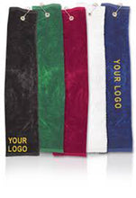 Lade das Bild in den Galerie-Viewer, Custom Embroidered Grommeted Tri-Fold Golf Towel Add Your Logo or Text - Jittybo&#39;s Custom Clothing &amp; Embroidery
