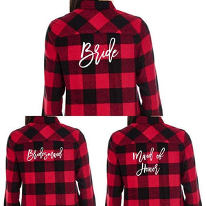 Custom EMBROIDERED Ladies PLAID Flannel ADD YOUR LOGO OR TEXT / Bridesmaid plaid shirt - Jittybo's Custom Clothing & Embroidery